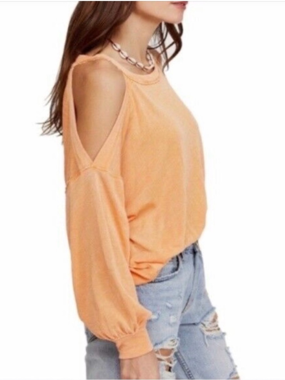 NWT 🔖Free People We The Free Tangerine Cold Shoulder Top M